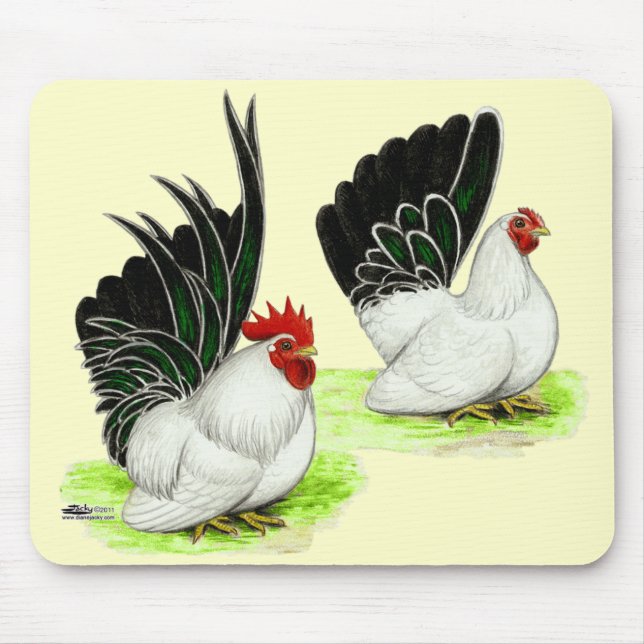 Japanese Black White Bantams Mouse Mat (Front)
