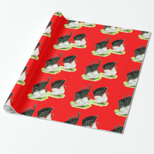 Japanese Black White Bantams Wrapping Paper