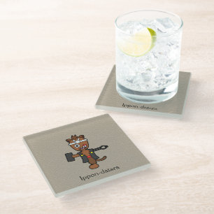 Japanese Blacksmith Ippon-datara: Cartoon Yokai Glass Coaster