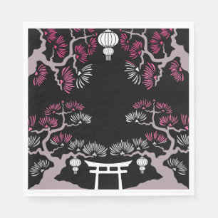 Japanese Blossom Print Home Decor Napkin