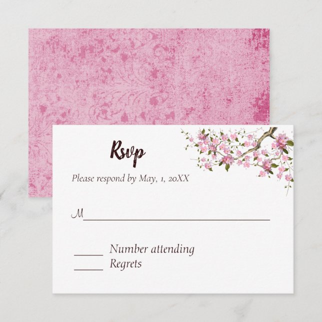 Japanese Blossom Wedding Response Card (Front/Back)