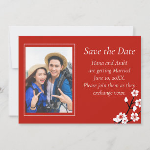 Japanese Blossom Wedding Save The Date Card