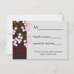 Japanese Blossoms and Screen RSVP Card