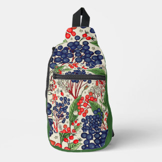 Japanese Blue and Red Berries Sling Bag
