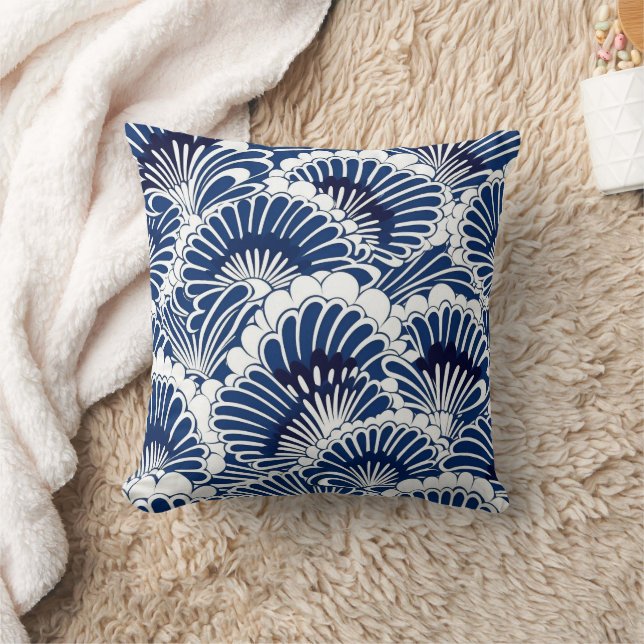  Japanese Blue and White Lotus Flower Pattern Cushion (Blanket)