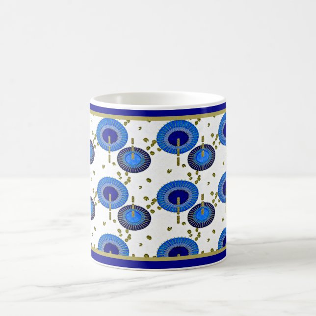 Japanese Blue Fans - 11 oz Classic Mug (Center)