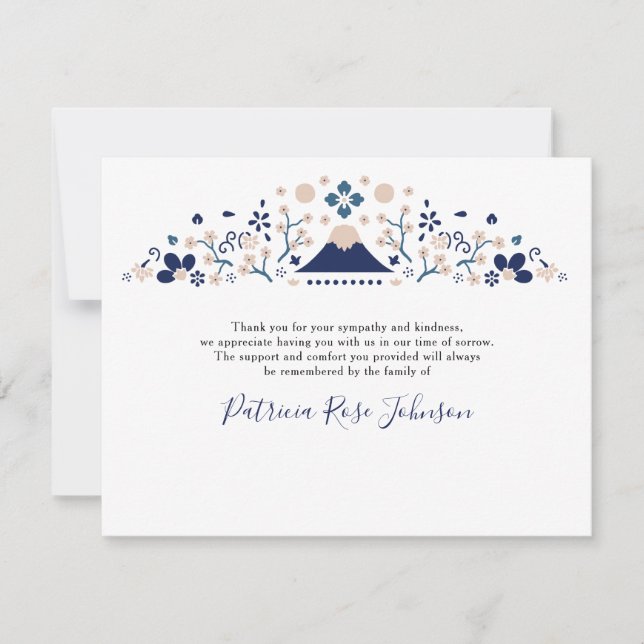 Japanese Blue Funeral Memorial Thank You (Front)