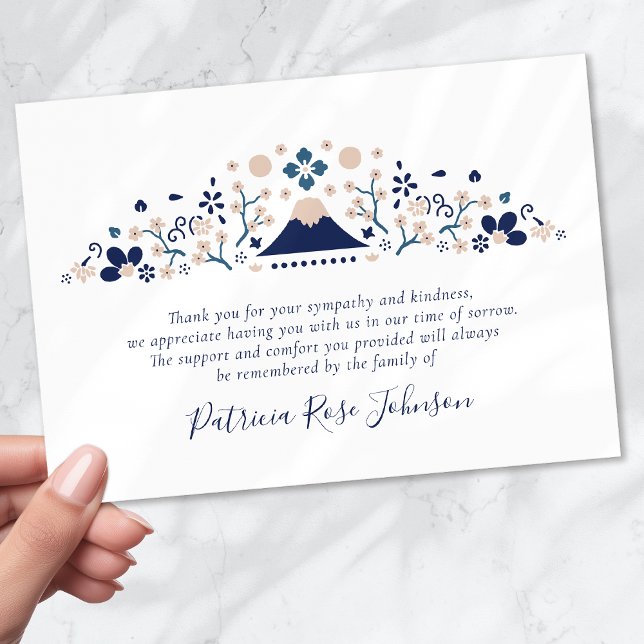 Japanese Blue Funeral Memorial Thank You Card (Creator Uploaded)