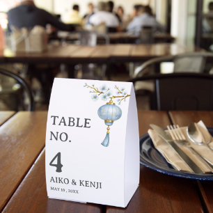 Japanese Blue Lantern Wedding Table Number