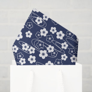 Japanese Blue Sakura Cherry Blossom Flowers Tissue Paper