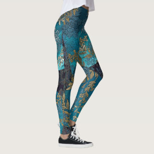 Japanese Blue Silk Kimono Leggings