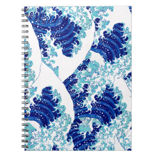 Japanese blue wave pattern by Watanabe Seitei Notebook