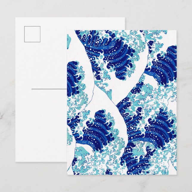 Japanese blue wave pattern by Watanabe Seitei Postcard (Front/Back)