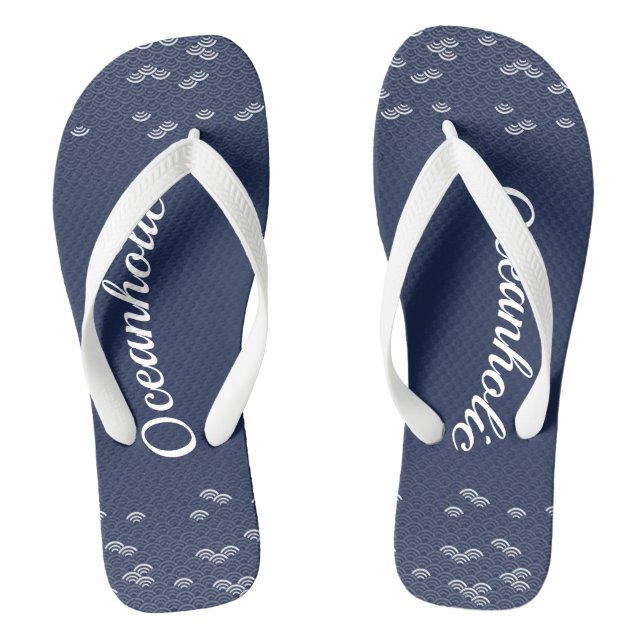 Japanese blue wave patterned flip flops (Footbed)