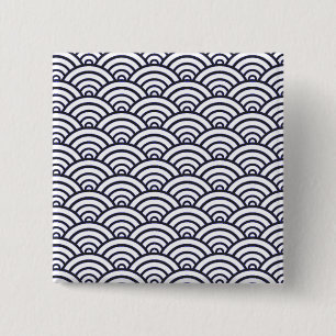 Japanese Blue Waves Seigaiha Sea 15 Cm Square Badge
