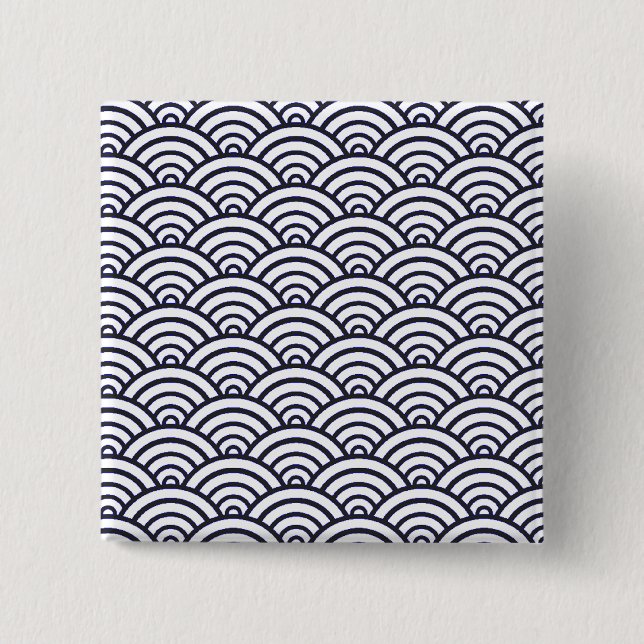 Japanese Blue Waves Seigaiha Sea 15 Cm Square Badge (Front)