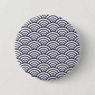 Japanese Blue Waves Seigaiha Sea 6 Cm Round Badge
