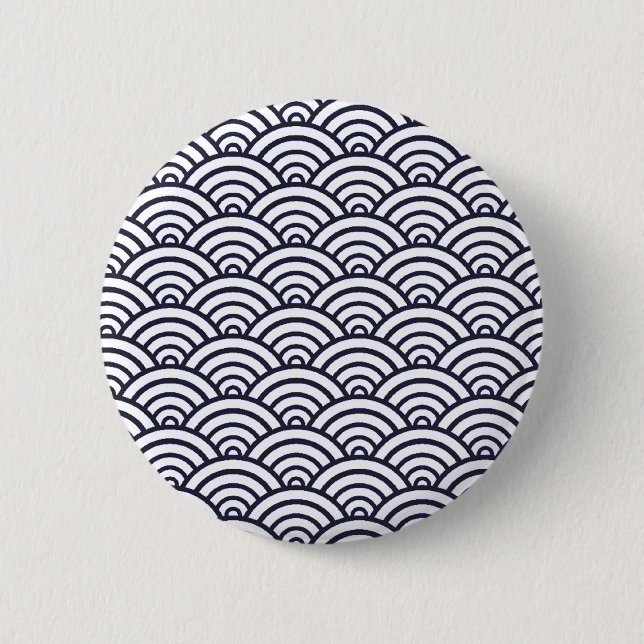 Japanese Blue Waves Seigaiha Sea 6 Cm Round Badge (Front)