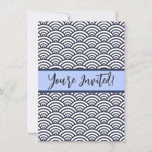 Japanese Blue Waves Seigaiha Sea Invitation
