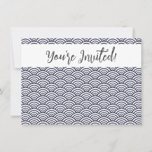 Japanese Blue Waves Seigaiha Sea Invitation