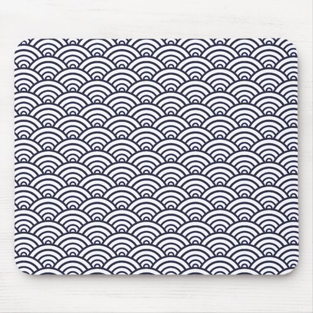 Japanese Blue Waves Seigaiha Sea Mouse Mat (Front)