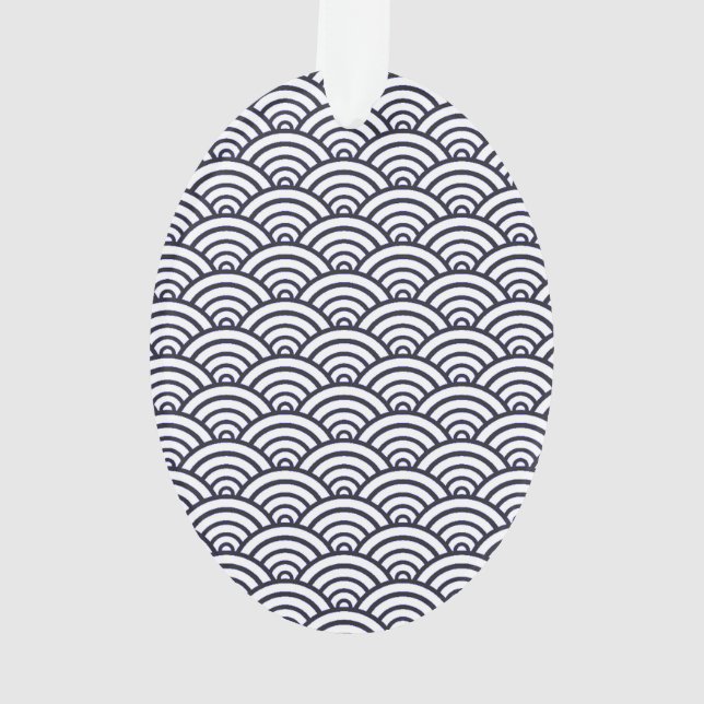 Japanese Blue Waves Seigaiha Sea Ornament (Back)