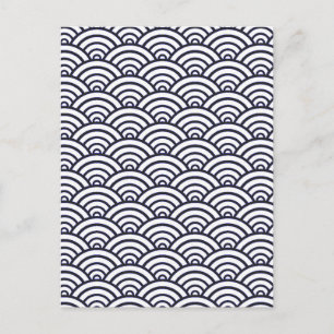 Japanese Blue Waves Seigaiha Sea Postcard