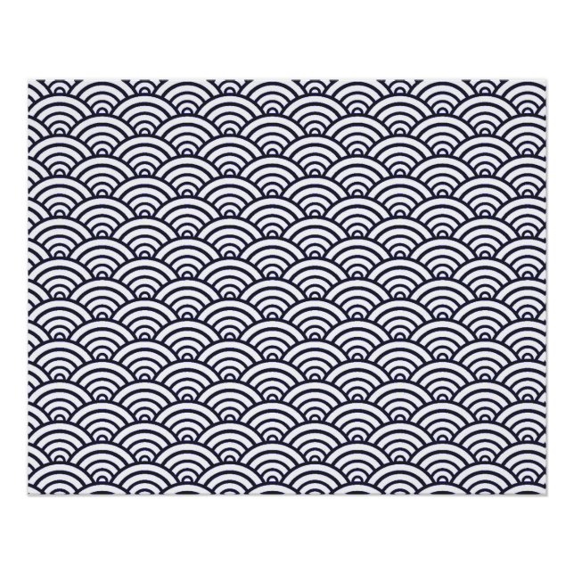 Japanese Blue Waves Seigaiha Sea Poster (Front)