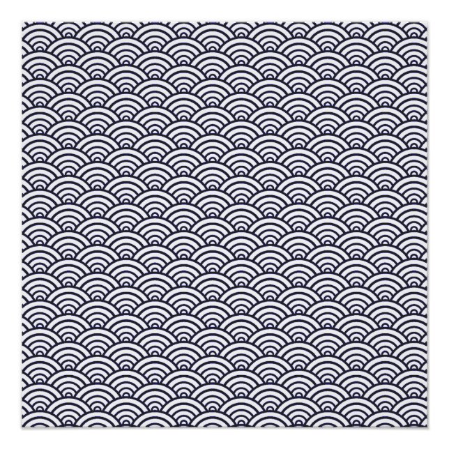 Japanese Blue Waves Seigaiha Sea Poster (Front)