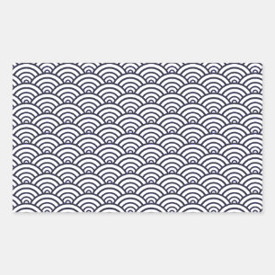 Japanese Blue Waves Seigaiha Sea Rectangular Sticker