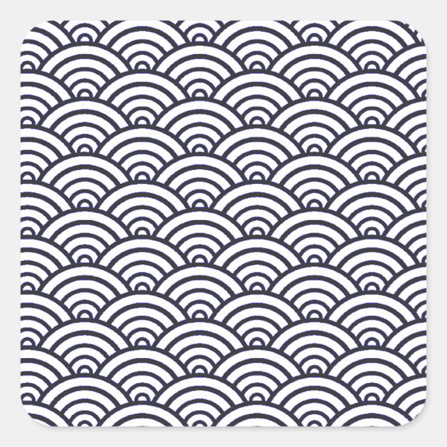 Japanese Blue Waves Seigaiha Sea Square Sticker (Front)