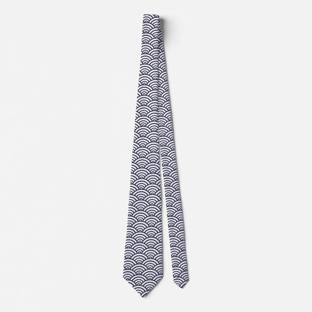 Japanese Blue Waves Seigaiha Sea Tie (Front)