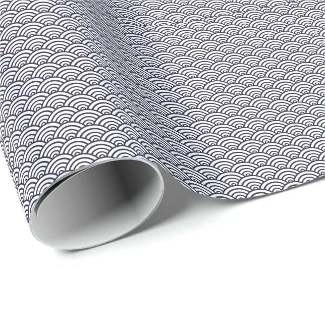 Japanese Blue Waves Seigaiha Sea Wrapping Paper (Roll Corner)