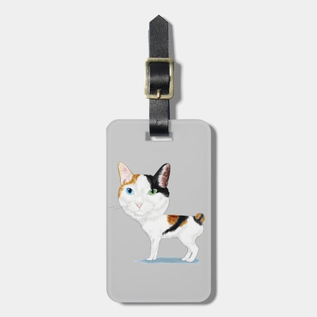 Japanese Bobtail Caricature Luggage Tag (Front Vertical)