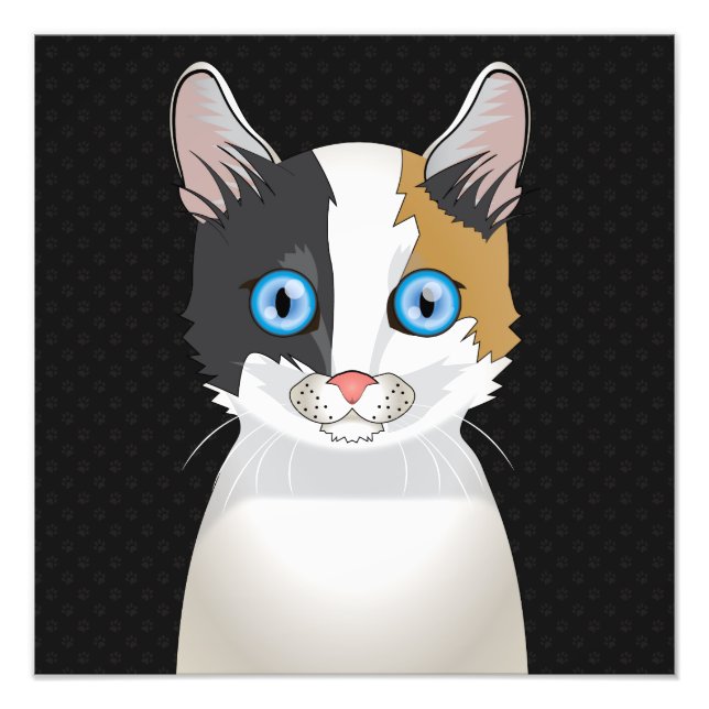 Japanese Bobtail Cat Cartoon Paws Photo Print (Front)