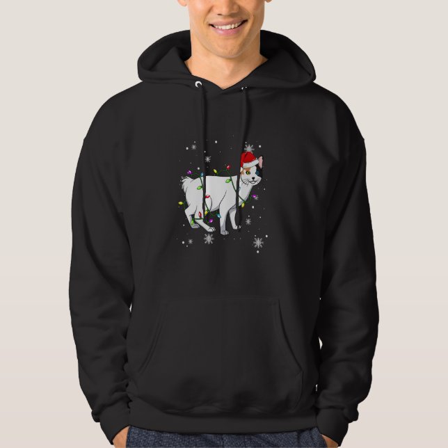 Japanese Bobtail Cat Christmas Lights Christmas Ca Hoodie (Front)