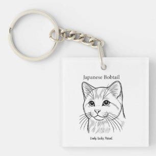 Japanese Bobtail Portrait Key Ring