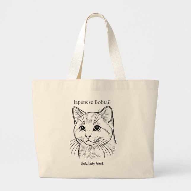 Japanese Bobtail Portrait Large Tote Bag (Front)