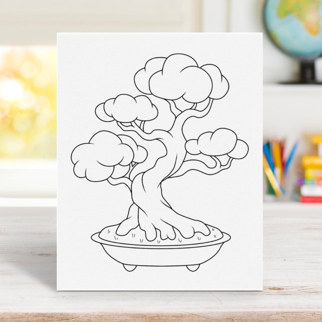 Japanese Bonsai Tree in a Tray Colouring Page Poster (Creator Uploaded)