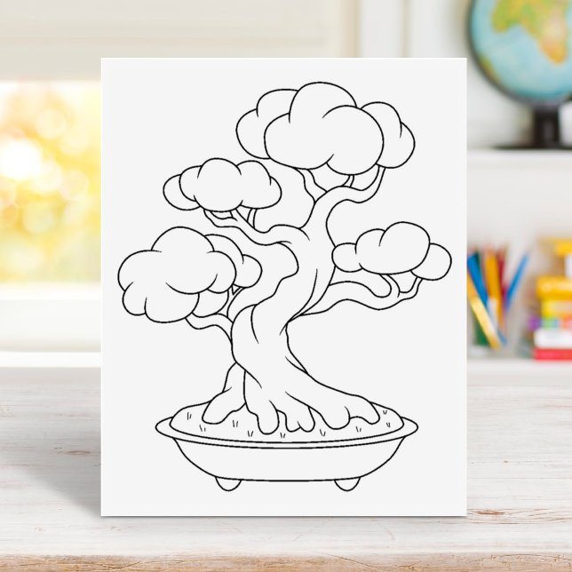 Japanese Bonsai Tree in a Tray Colouring Page Rubber Stamp (Creator Uploaded)