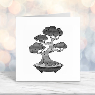 Japanese Bonsai Tree in a Tray, Etched Self-inking Stamp