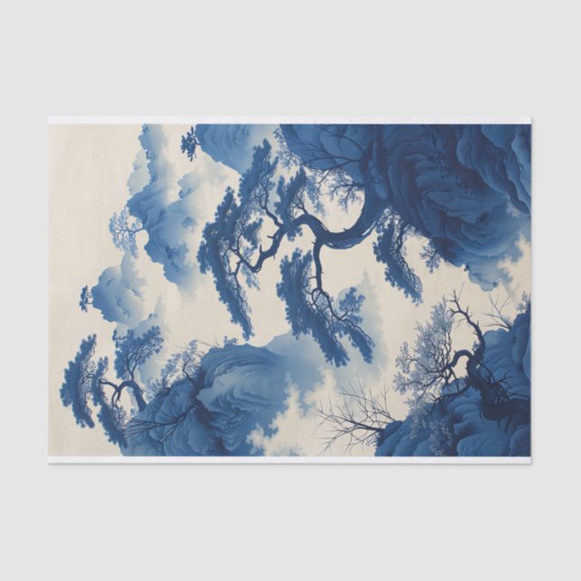 Japanese Bonsai Tree Ink Painting Decoupage Tissue Paper (Front)