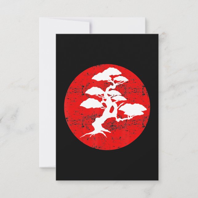 Japanese Bonsai Tree Red Sun Karate  Gift Thank You Card (Front)