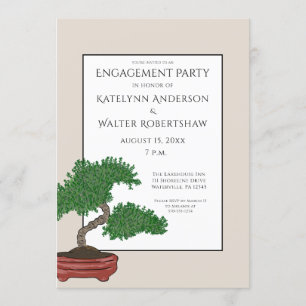 Japanese Bonsai Tree Wedding Engagement Party Invitation