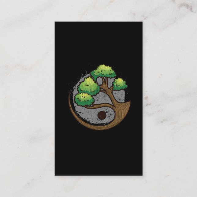 Japanese Bonsai Tree Yin Yang Zen Art Buddhism Business Card (Front)