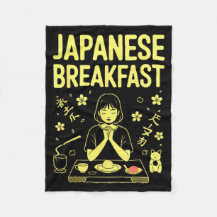 Japanese Breakfast Zen Morning Miso Rice Tea Graph Fleece Blanket