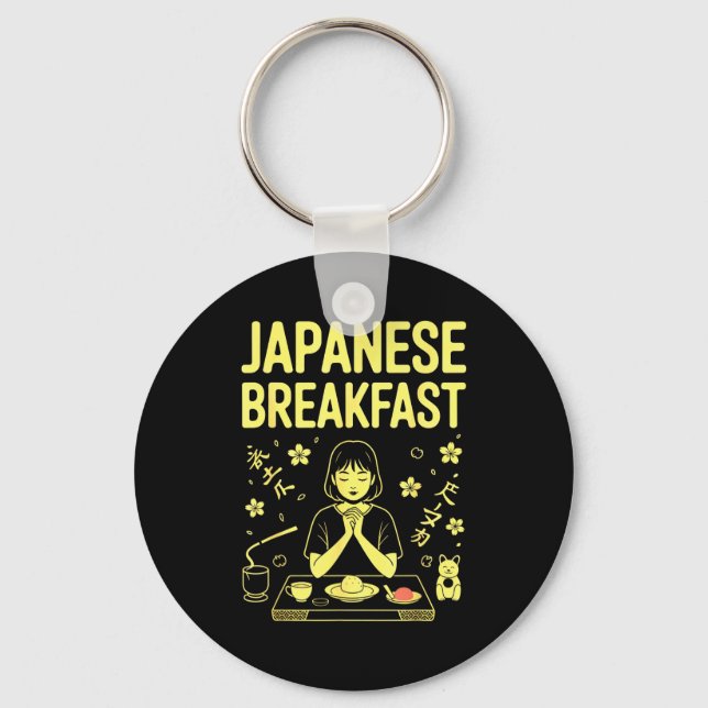 Japanese Breakfast Zen Morning Miso Rice Tea Graph Key Ring (Front)