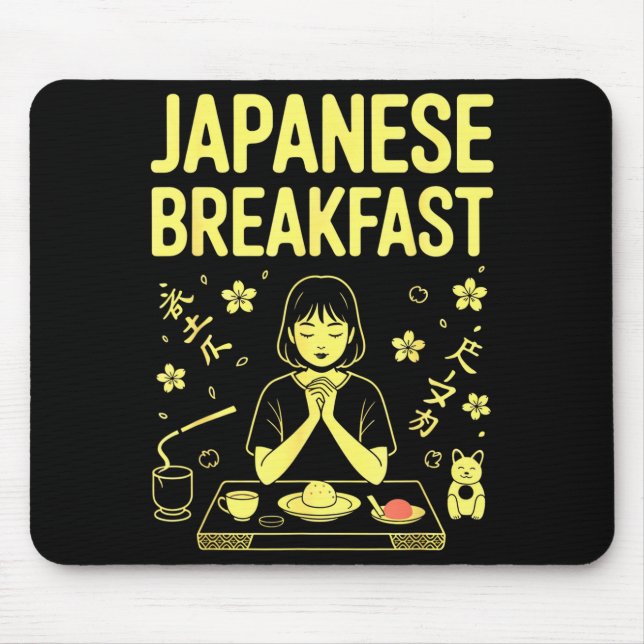 Japanese Breakfast Zen Morning Miso Rice Tea Graph Mouse Mat (Front)