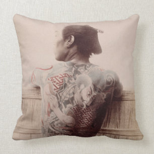 Japanese Bridegroom's Tattoos, c.1880 (photo) Cushion