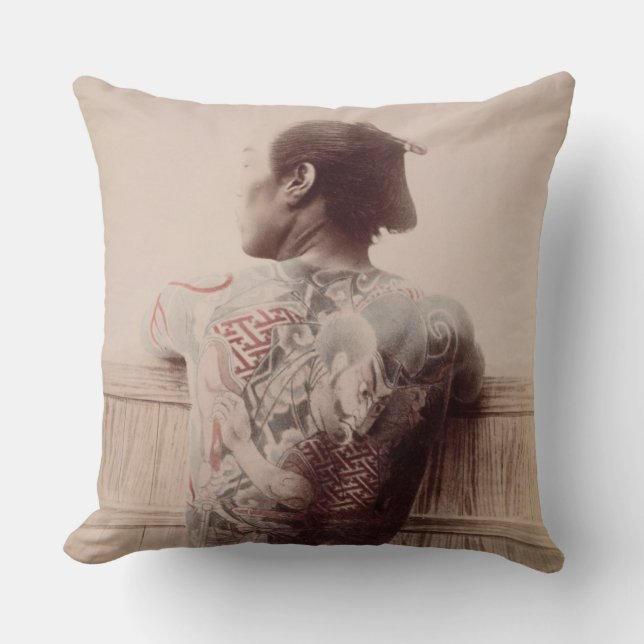 Japanese Bridegroom's Tattoos, c.1880 (photo) Cushion (Front)